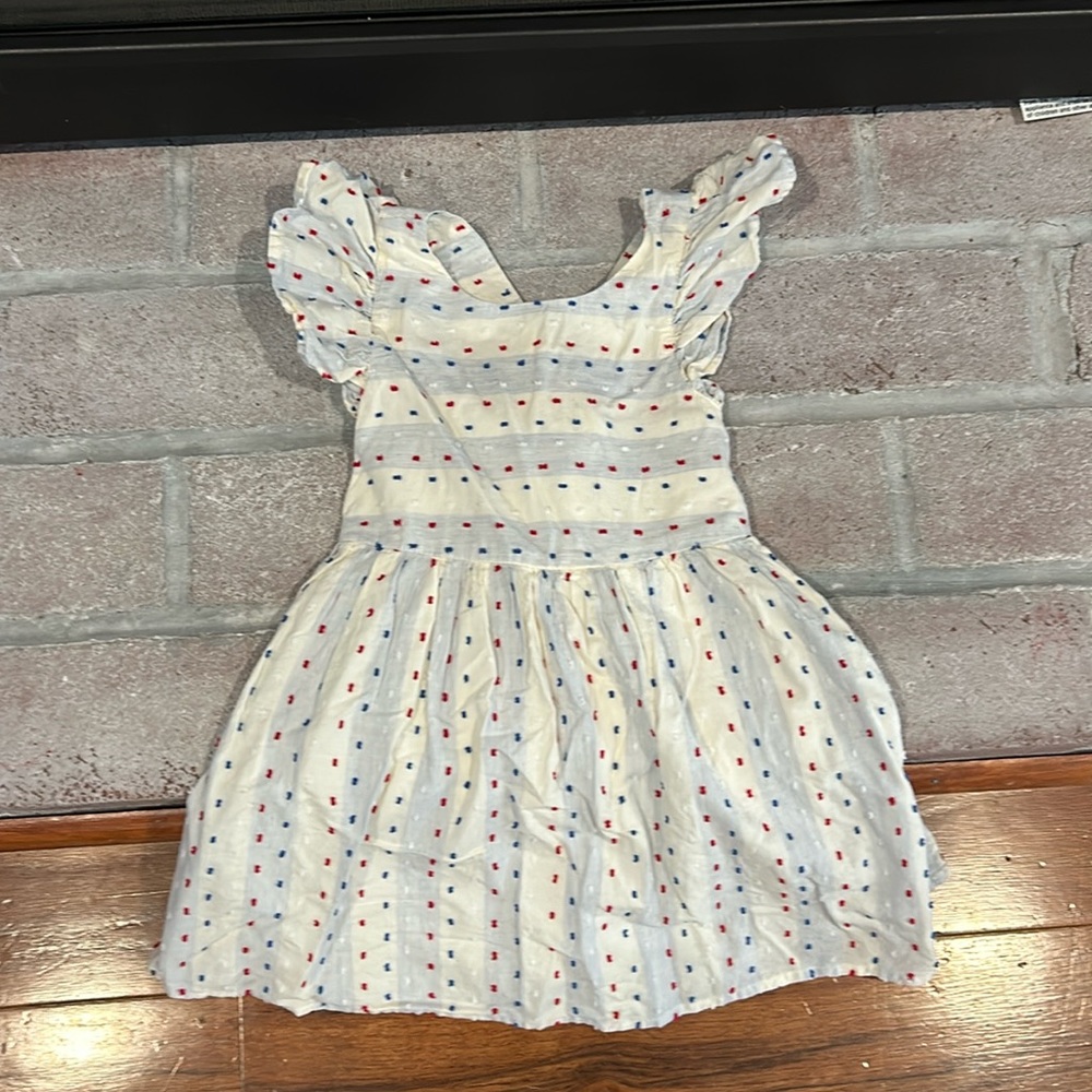 Cat & Jack White Dress with Red and Blue Dot Pattern 🇺🇸 Perfect for 4th of July!